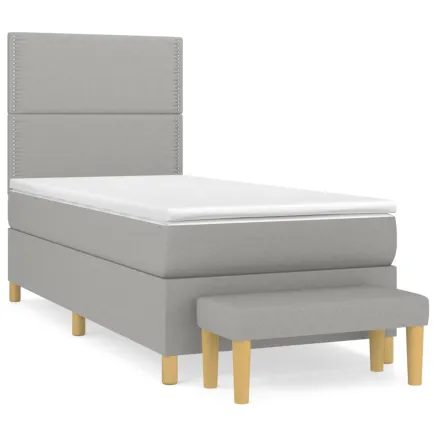 Sommier à lattes de lit avec matelas Gris clair 90x200 cm Tissu 2
