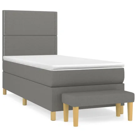 Sommier à lattes de lit avec matelas Gris foncé 90x200 cm Tissu 2