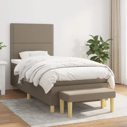 Sommier à lattes de lit avec matelas Taupe 100x200 cm Tissu