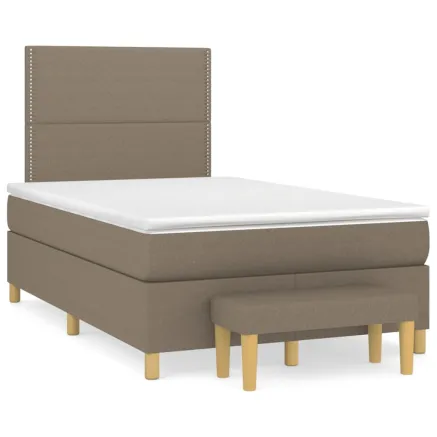 Sommier à lattes de lit avec matelas Taupe 120x200 cm Tissu 2