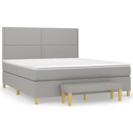 Sommier à lattes de lit avec matelas Gris clair 180x200cm Tissu 2