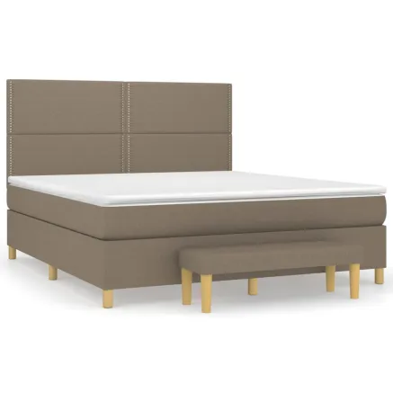 Sommier à lattes de lit avec matelas Taupe 180x200 cm Tissu 2