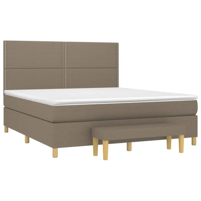 Sommier à lattes de lit avec matelas Taupe 180x200 cm Tissu