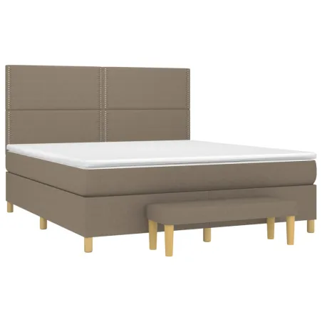 Sommier à lattes de lit avec matelas Taupe 180x200 cm Tissu
