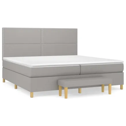 Sommier à lattes de lit avec matelas Gris clair 200x200cm Tissu 2