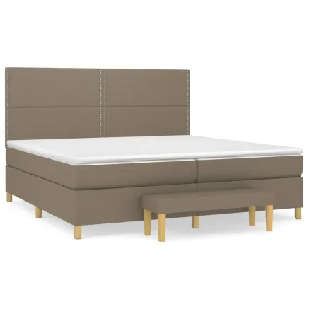Sommier à lattes de lit avec matelas Taupe 200x200 cm Tissu 2