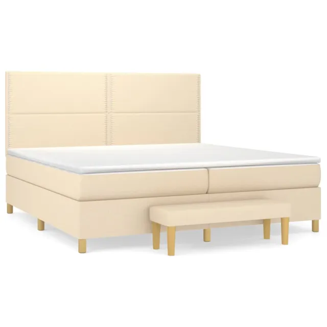 Sommier à lattes de lit avec matelas Crème 200x200 cm Tissu