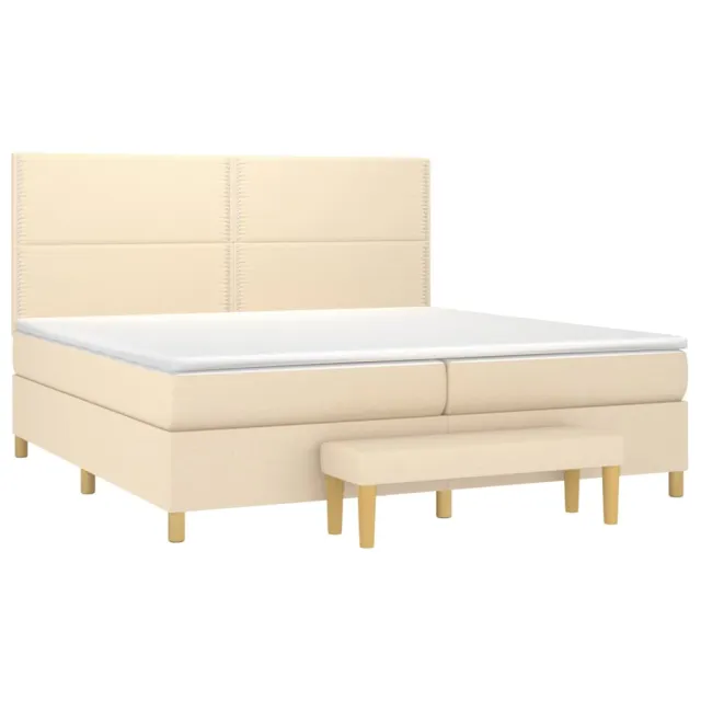 Sommier à lattes de lit avec matelas Crème 200x200 cm Tissu