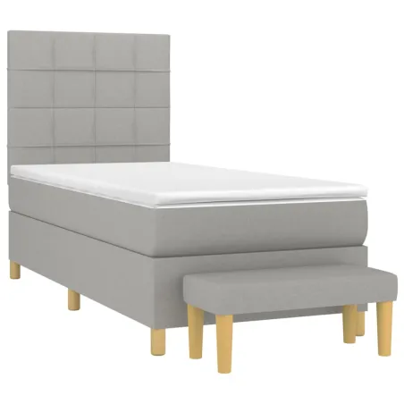 Sommier à lattes de lit avec matelas Gris clair 100x200cm Tissu