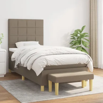 Sommier à lattes de lit avec matelas Taupe 100x200 cm Tissu