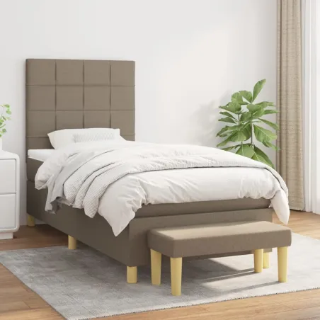 Sommier à lattes de lit avec matelas Taupe 100x200 cm Tissu