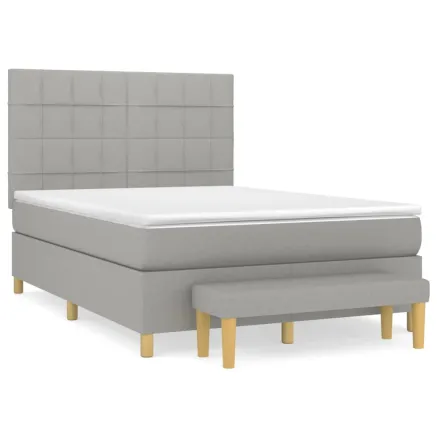 Sommier à lattes de lit avec matelas Gris clair 140x190cm Tissu 2