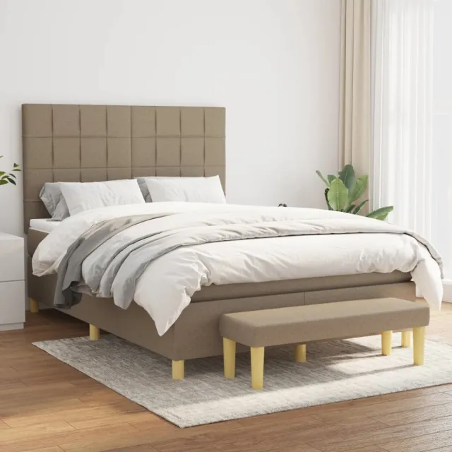 Sommier à lattes de lit avec matelas Taupe 140x190 cm Tissu