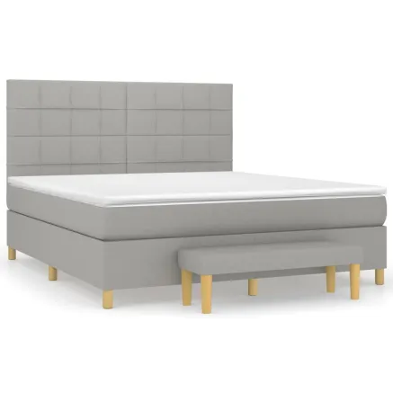 Sommier à lattes de lit avec matelas Gris clair 160x200cm Tissu 2