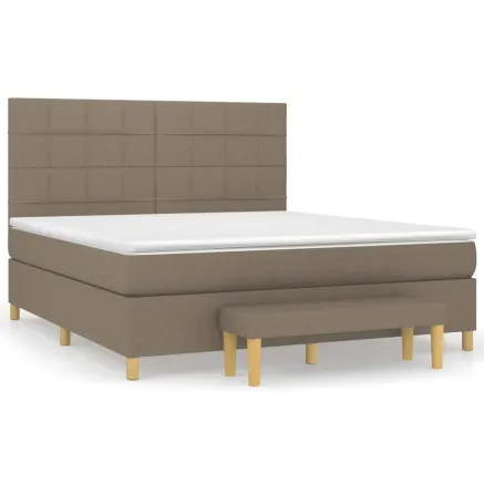 Sommier à lattes de lit avec matelas Taupe 160x200 cm Tissu 2