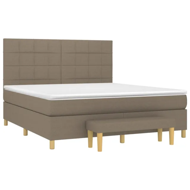 Sommier à lattes de lit avec matelas Taupe 160x200 cm Tissu