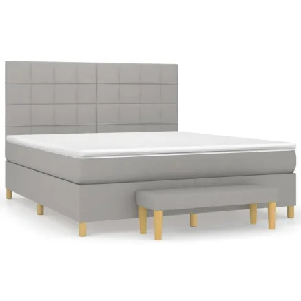 Sommier à lattes de lit avec matelas Gris clair 180x200cm Tissu 2
