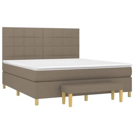 Sommier à lattes de lit avec matelas Taupe 180x200 cm Tissu