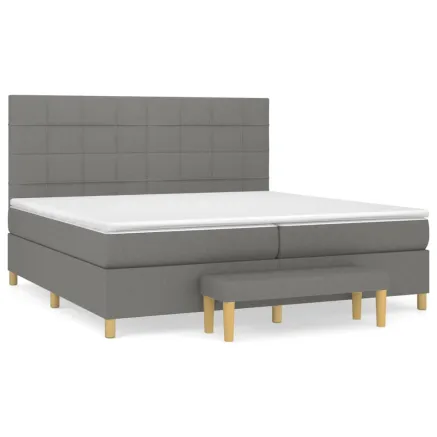 Sommier à lattes de lit avec matelas Gris foncé 200x200cm Tissu 2