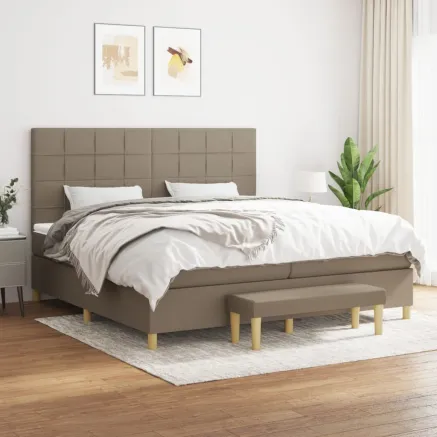 Sommier à lattes de lit avec matelas Taupe 200x200 cm Tissu
