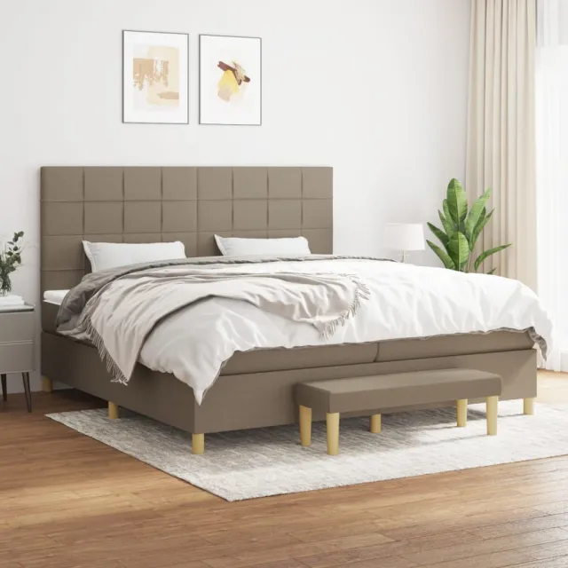 Sommier à lattes de lit avec matelas Taupe 200x200 cm Tissu