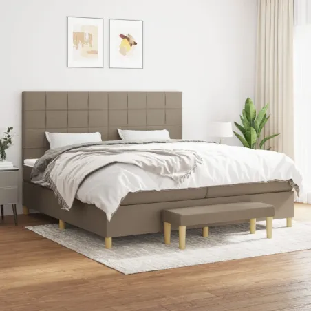 Sommier à lattes de lit avec matelas Taupe 200x200 cm Tissu