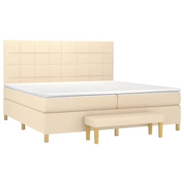 Sommier à lattes de lit avec matelas Crème 200x200 cm Tissu