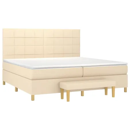 Sommier à lattes de lit avec matelas Crème 200x200 cm Tissu