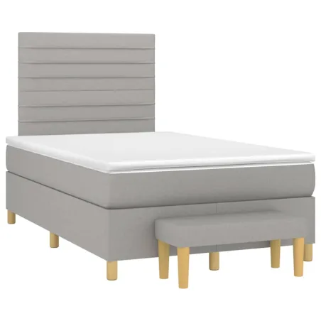 Sommier à lattes de lit avec matelas Gris clair 120x200cm Tissu