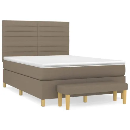 Sommier à lattes de lit avec matelas Taupe 140x190 cm Tissu 2