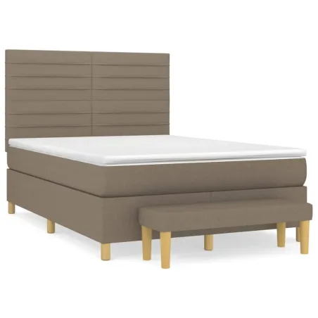 Sommier à lattes de lit avec matelas Taupe 140x190 cm Tissu