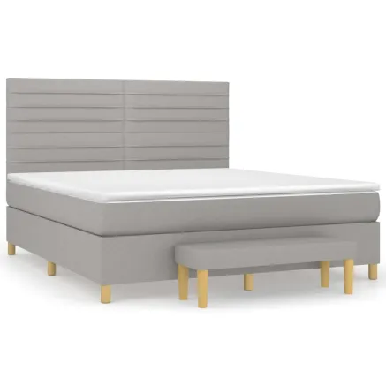 Sommier à lattes de lit avec matelas Gris clair 160x200cm Tissu 2