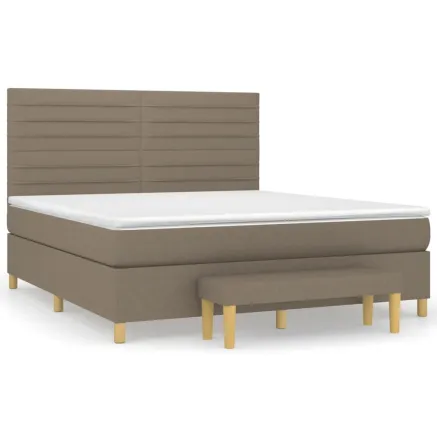 Sommier à lattes de lit avec matelas Taupe 160x200 cm Tissu 2