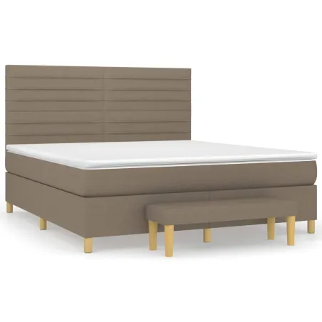 Sommier à lattes de lit avec matelas Taupe 180x200 cm Tissu