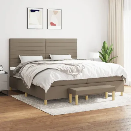 Sommier à lattes de lit avec matelas Taupe 200x200 cm Tissu