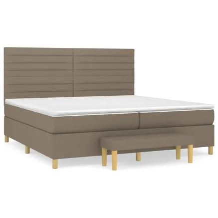 Sommier à lattes de lit avec matelas Taupe 200x200 cm Tissu 2
