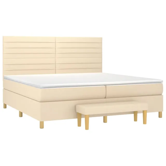 Sommier à lattes de lit avec matelas Crème 200x200 cm Tissu