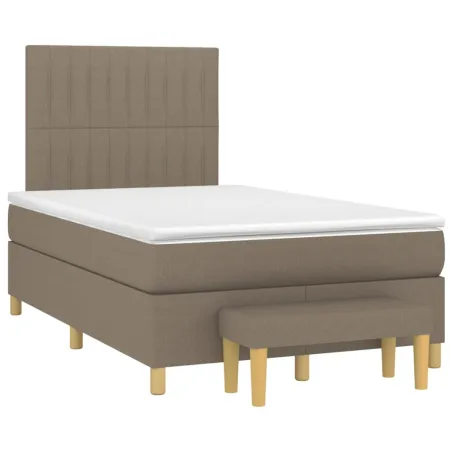 Sommier à lattes de lit avec matelas Taupe 120x200 cm Tissu
