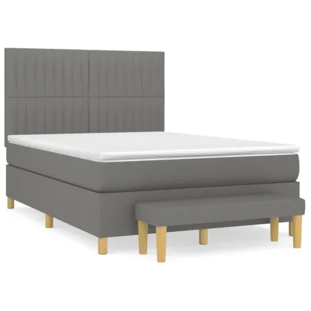 Sommier à lattes de lit avec matelas Gris foncé 140x190cm Tissu