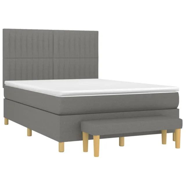 Sommier à lattes de lit avec matelas Gris foncé 140x190cm Tissu