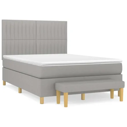 Sommier à lattes de lit avec matelas Gris clair 140x200cm Tissu 2