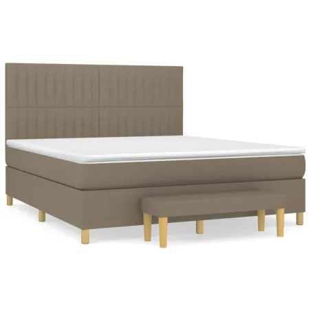 Sommier à lattes de lit avec matelas Taupe 160x200 cm Tissu