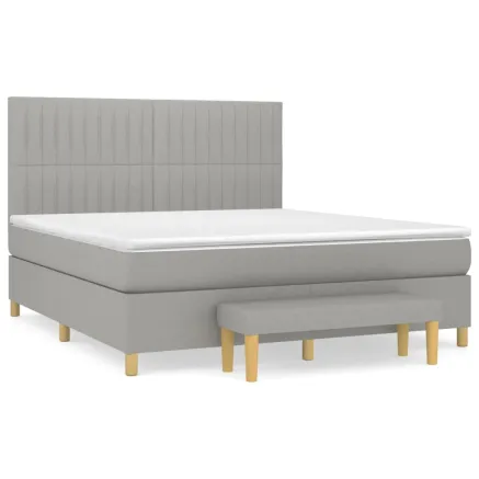 Sommier à lattes de lit avec matelas Gris clair 180x200cm Tissu 2
