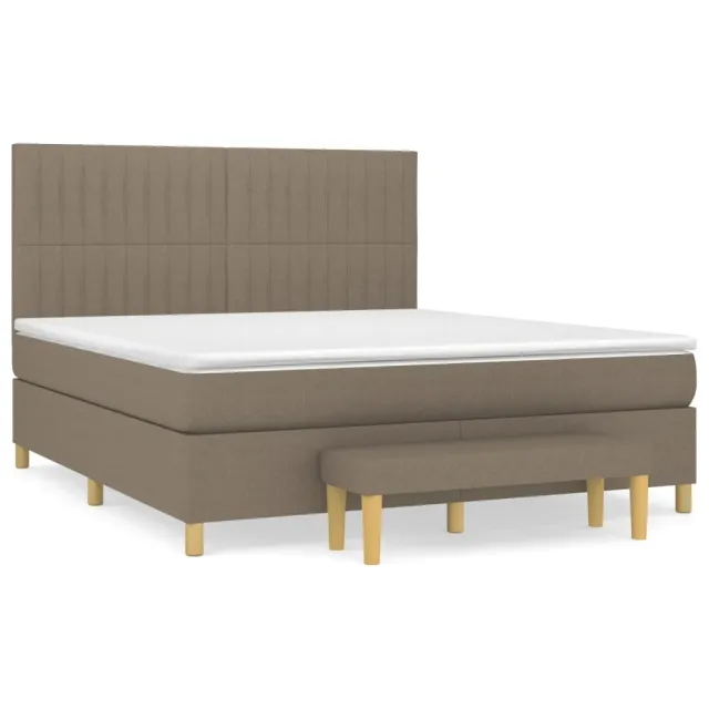 Sommier à lattes de lit avec matelas Taupe 180x200 cm Tissu