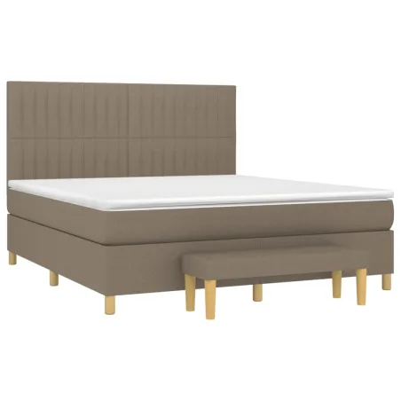 Sommier à lattes de lit avec matelas Taupe 180x200 cm Tissu