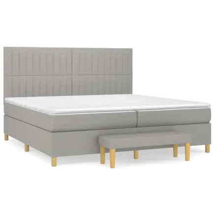 Sommier à lattes de lit avec matelas Gris clair 200x200cm Tissu 2