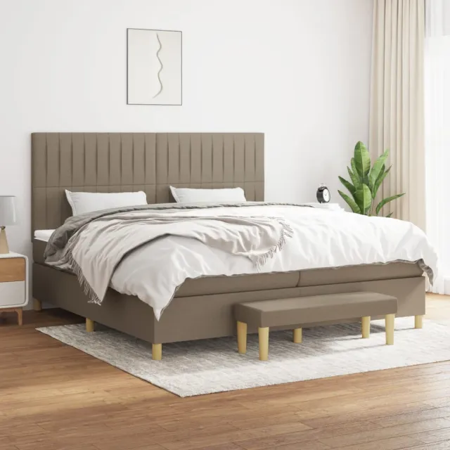 Sommier à lattes de lit avec matelas Taupe 200x200 cm Tissu