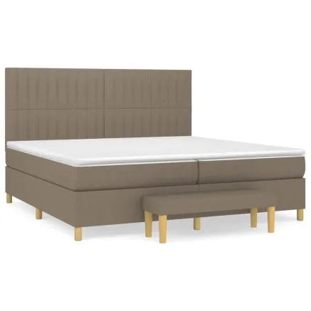 Sommier à lattes de lit avec matelas Taupe 200x200 cm Tissu 2