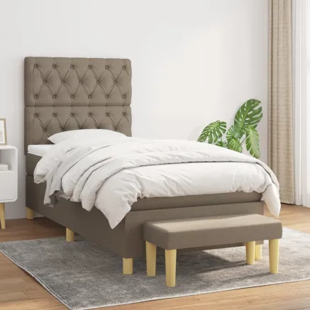 Sommier à lattes de lit avec matelas Taupe 80x200 cm Tissu