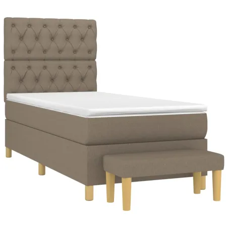 Sommier à lattes de lit avec matelas Taupe 80x200 cm Tissu